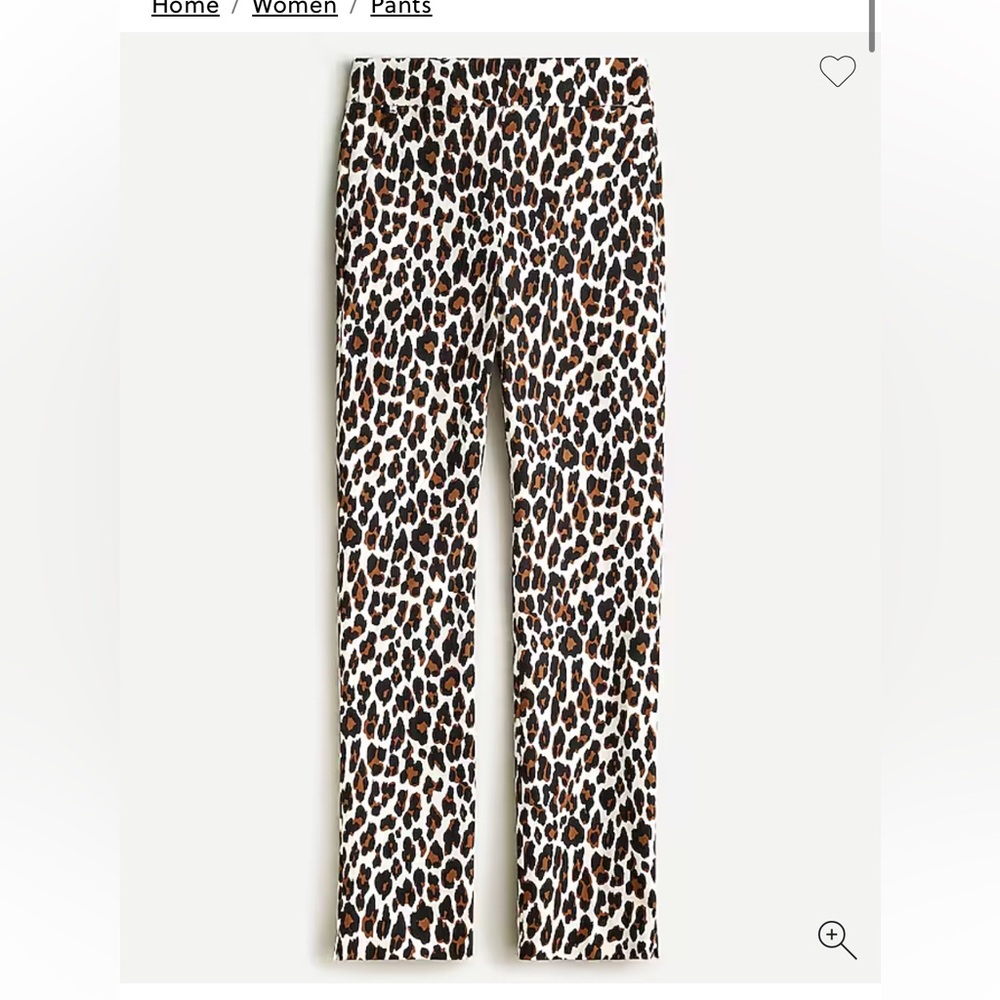 J. Crew Remi Pant in Leopard animal print white pants  Size 8 - Picture 8 of 8